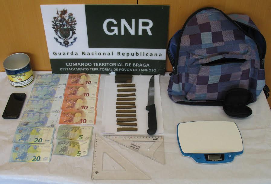 GNR da Póvoa de Lanhoso deteve jovem com 170 doses de haxixe