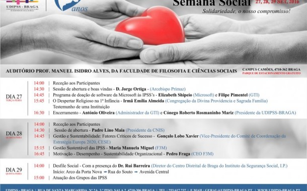 IPSS-s do distrito de Braga convidadas para debater presente e futuro no âmbito da Semana Social da UDIPSS