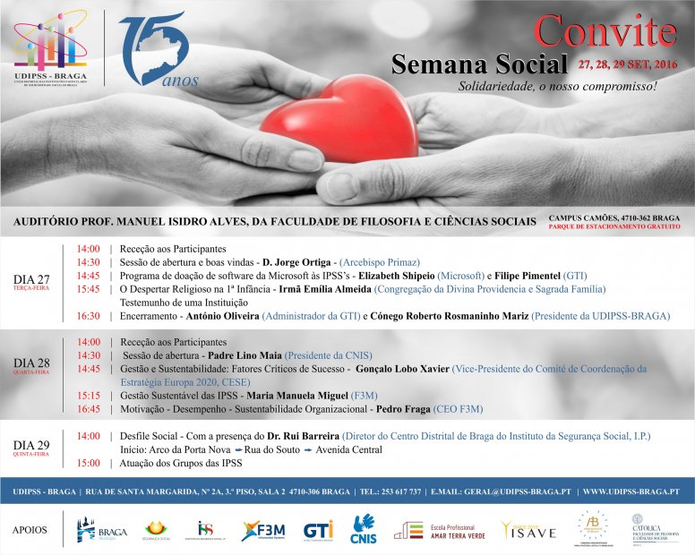 IPSS-s do distrito de Braga convidadas para debater presente e futuro no âmbito da Semana Social da UDIPSS