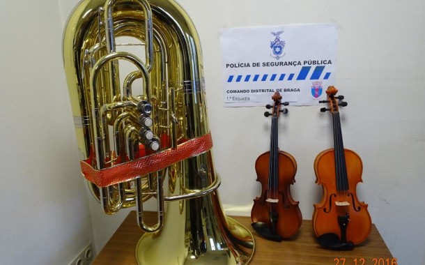 PSP deteve suspeito de furto de instrumentos musicais de Braga no valor de 10 mil euros