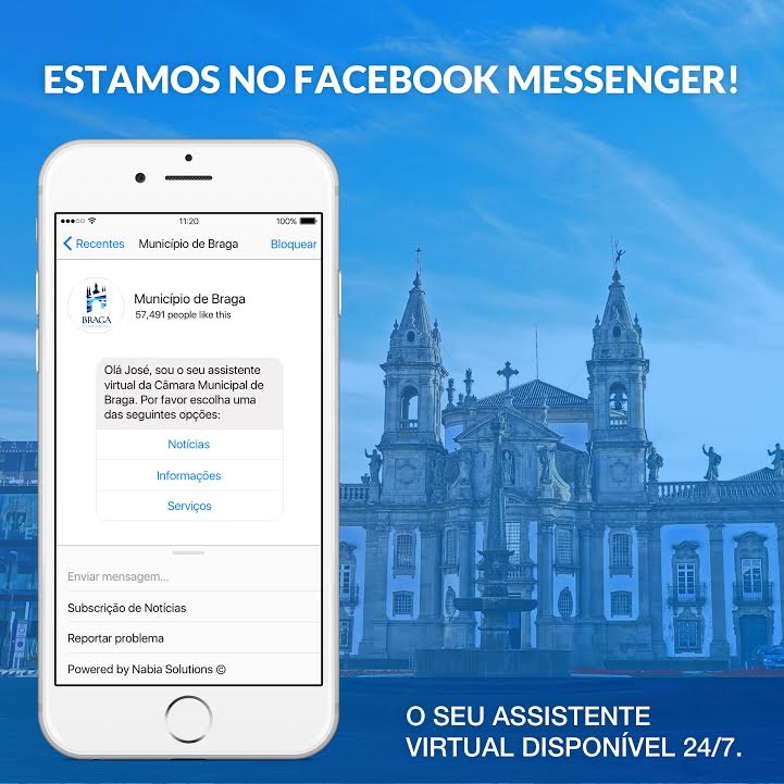 Câmara de Braga disponibiliza assistente digital para ‘falar’ com cidadãos via Messenger
