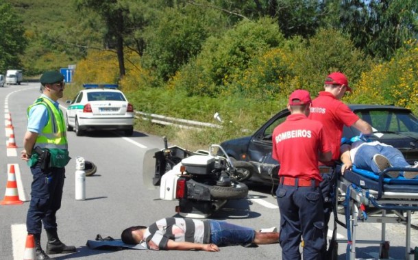 PÓVOA DE LANHOSO: GNR e Bombeiros simulam acidentes para alertar motociclistas e não só