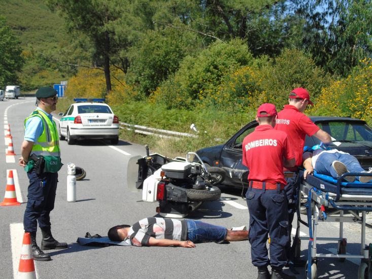 PÓVOA DE LANHOSO: GNR e Bombeiros simulam acidentes para alertar motociclistas e não só