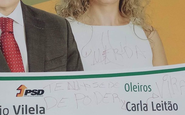 VILA VERDE (OLEIROS): Outdoors da campanha do PSD vandalizados com inscrições ofensivas