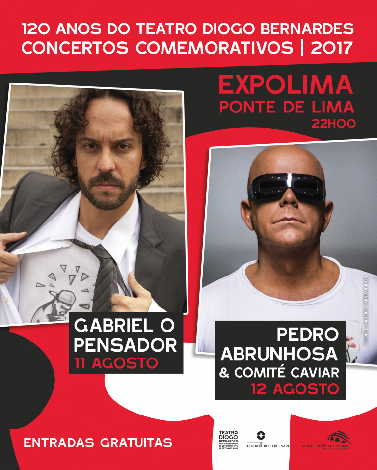 Concertos Comemorativos dos 120 Anos do Teatro Diogo Bernardes contam com Gabriel O Pensador e Pedro Abrunhosa & Comité Caviar