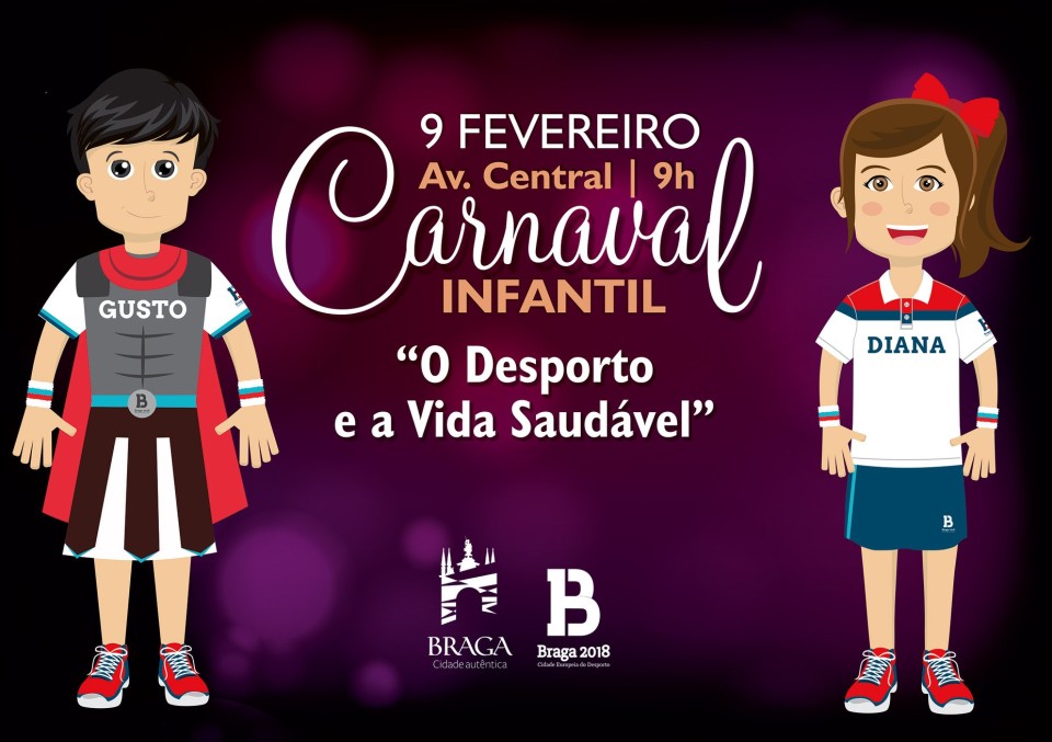 Carnaval Infantil de Braga nas ruas do centro histórico a 9 de Fevereiro