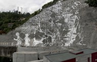 Artista plástico Vhils cria obra pictórica na barragem da Caniçada