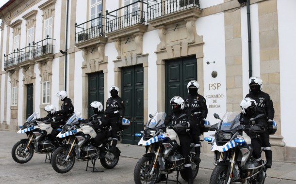 PSP colocou nas ruas de Braga Equipas de Prevenção e Reacção Imediata em motociclos.