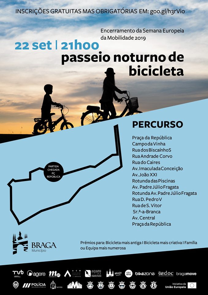 Passeio nocturno de bicicleta por Braga assinala dia 22 Semana da Mobilidade