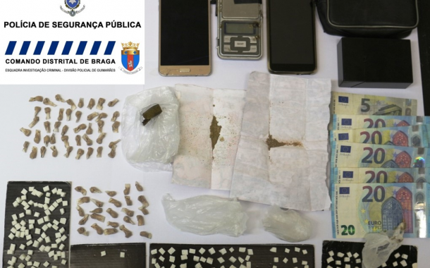 PSP detém homem e mulher na posse de 280 doses de droga em Guimarães