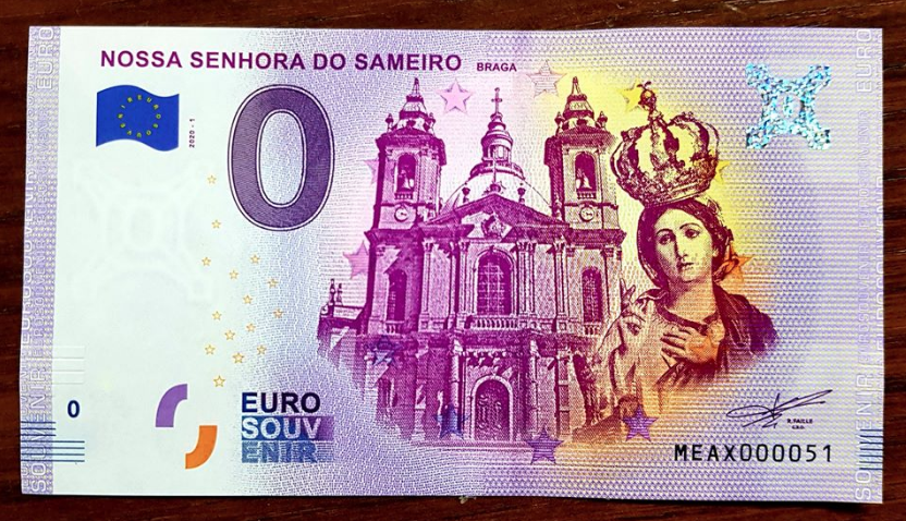 Nossa Senhora do Sameiro na nota de Zero euros