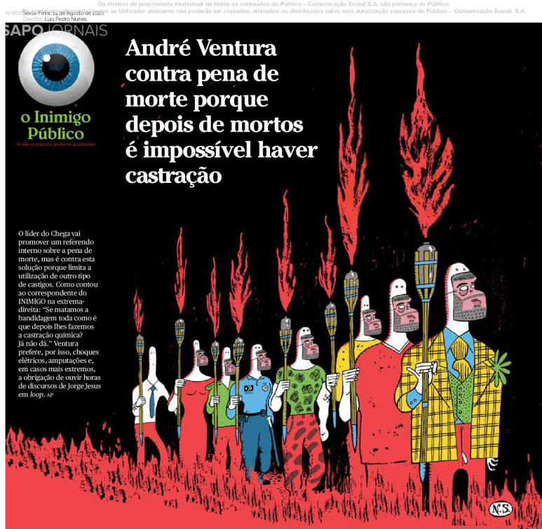 PSP apresenta queixa-crime contra o jornal Público por causa de cartoon sobre racismo