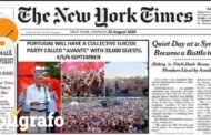 Capa do jornal The New York Times que circula nas redes sociais sobre Festa do Avante! é falsa