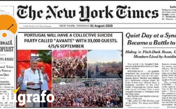 Capa do jornal The New York Times que circula nas redes sociais sobre Festa do Avante! é falsa