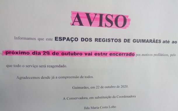 Loja de Registos de Guimarães encerra devido ao covid-19 em funcionários