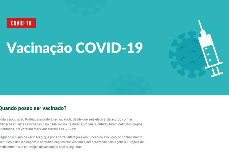 Governo lança simulador que permite utilizador saber quando será vacinado
