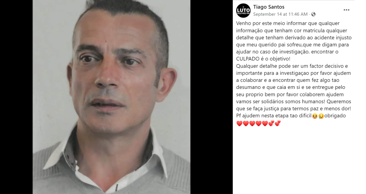 Filho procura condutor que atropelou mortalmente o pai em Barcelos