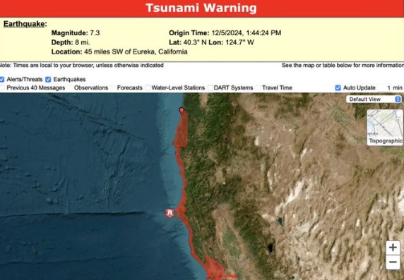 Estados Unidos emitem alerta de tsunami após sismo de 7.3 na Califórnia