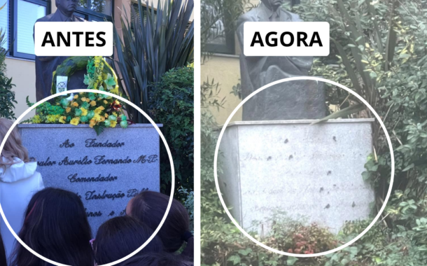 Famalicão. Estátua do Fundador do Externato Delfim Ferreira vandalizada