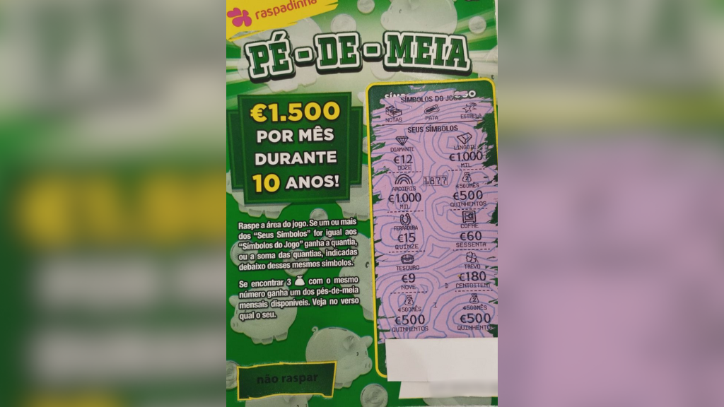 Raspa e ganha 500 euros por mês durante dois anos em Famalicão