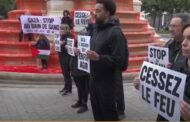 ONG deita tinta vermelha em fonte em Paris para pedir fim à “situação desumana” em Gaza