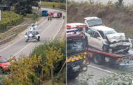 Violenta colisão faz dois feridos graves em Monção. Heli do evacua vítima para Braga