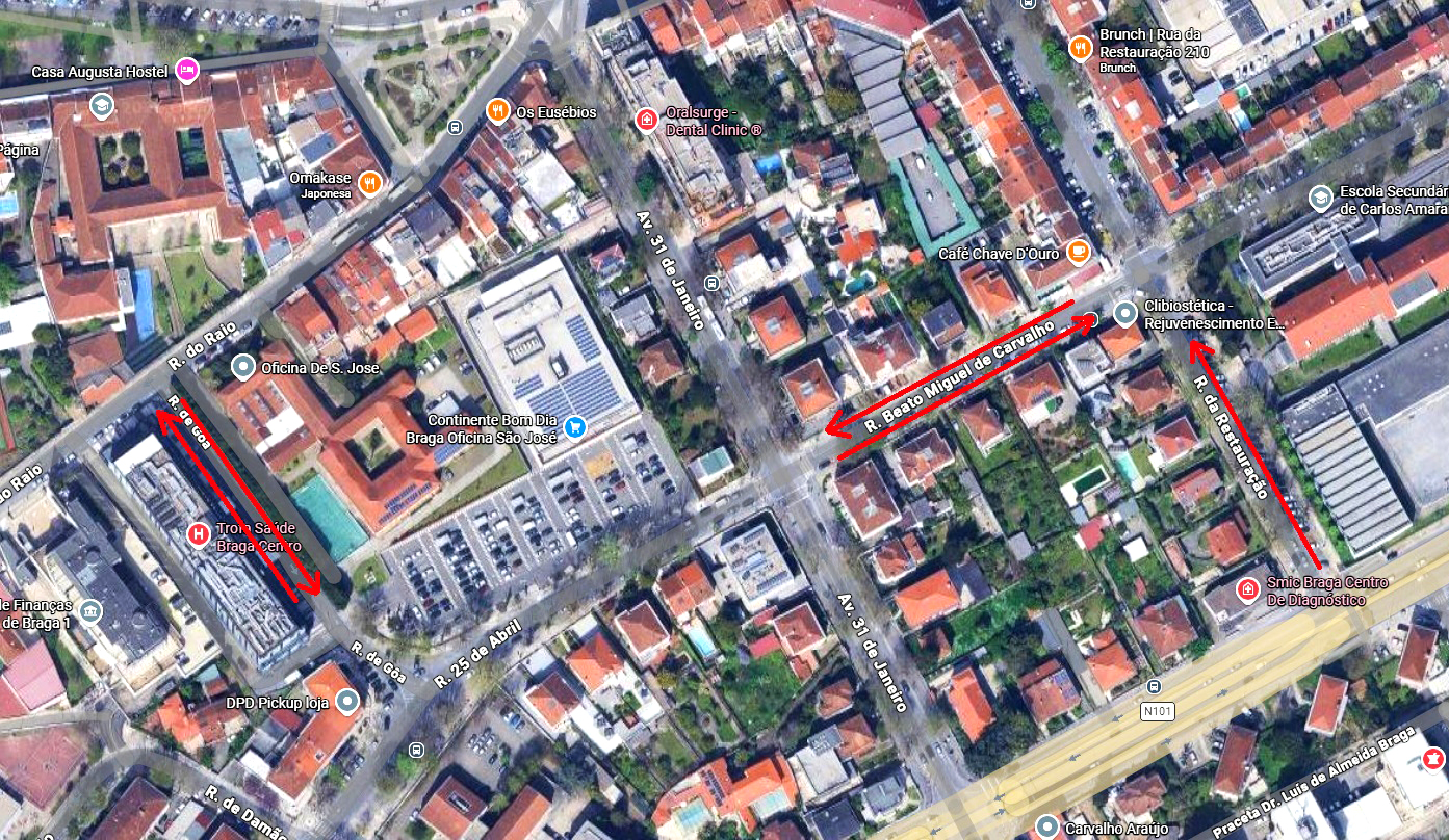 Atenção. Circulação automóvel no centro de Braga alterada